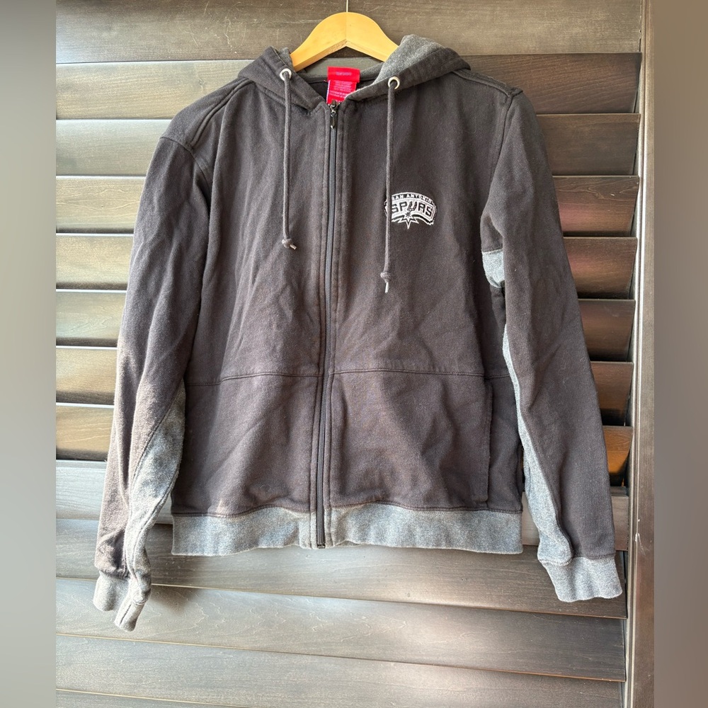NBA for her San Antonio Spurs Full Zip Black and Grey Hoodie Size Medium
